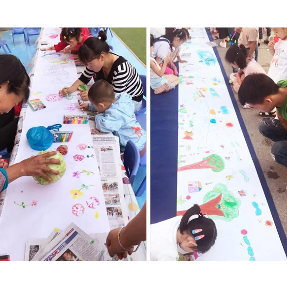 

2Pcs Drawing Scroll Kids White Art Pad for Painting Easel Sketch Wrapping Painting Paper Thick Smooth Ideal Pencils