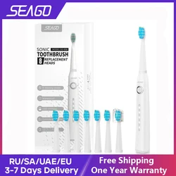 Seago Fast Rechargeable Sonic Toothbrush Electric Smart Automatic with Case Whitening Replacement Brush Head Adult Waterproof