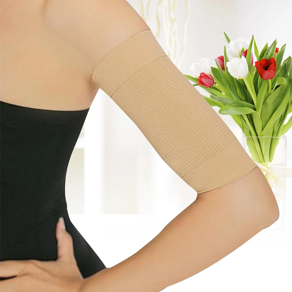 1 paio di maniche dimagranti elastiche senza cuciture per modellare il braccio brucia grassi per le donne, abbigliamento modellante fitness leggero e traspirante color kaki