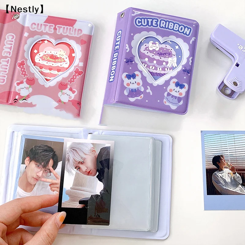 Álbum de Fotos de Dibujos Animados de 3 Pulgadas, Bonito Portafotos, Libro de Colección Kpop Idol, Álbum Mini Instax con Estampado de Oso de Pastel〔Nest〕