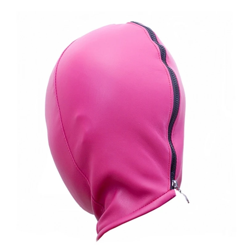 Maschera in pelle unisex a pieno facciale per uomo donna Giochi di società Copricapo Cosplay Accessori sexy Maschera divertente per Halloween con cerniera