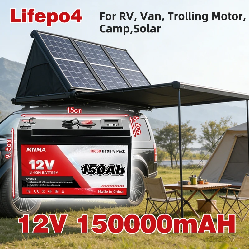 

12V 150AH LiFePO4 RV Battery with Low Temperature Protection, Built-in BMS,For RV,Van,Trolling Motor,Camp,Golf Cart,Boat,Solar