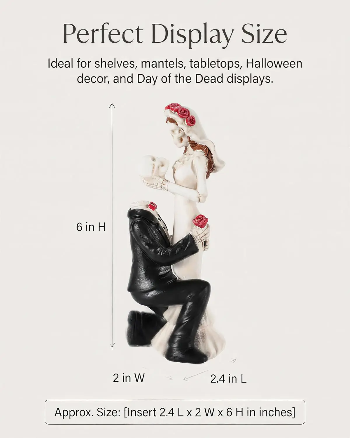Bride and Groom Cake Topper, Resin Gothic Wedding Couple Proposal Figurine | Spooky Romantic Halloween Wedding Decor