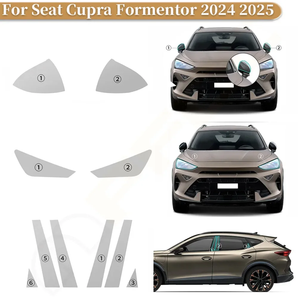 

Car B Pillars Headlight Rearview TPU Paint Protection Film For Seat Cupra Formentor 2024 2025 Pre-cut PPF Anti-scratch Clear Bra