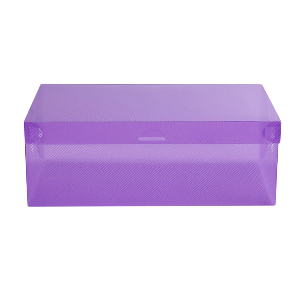 

Plastic Shoe Box Transparent Clear Organizer Thickened Purple Storage Boxes For Belts Scarves Socks Cosmetics Fashion