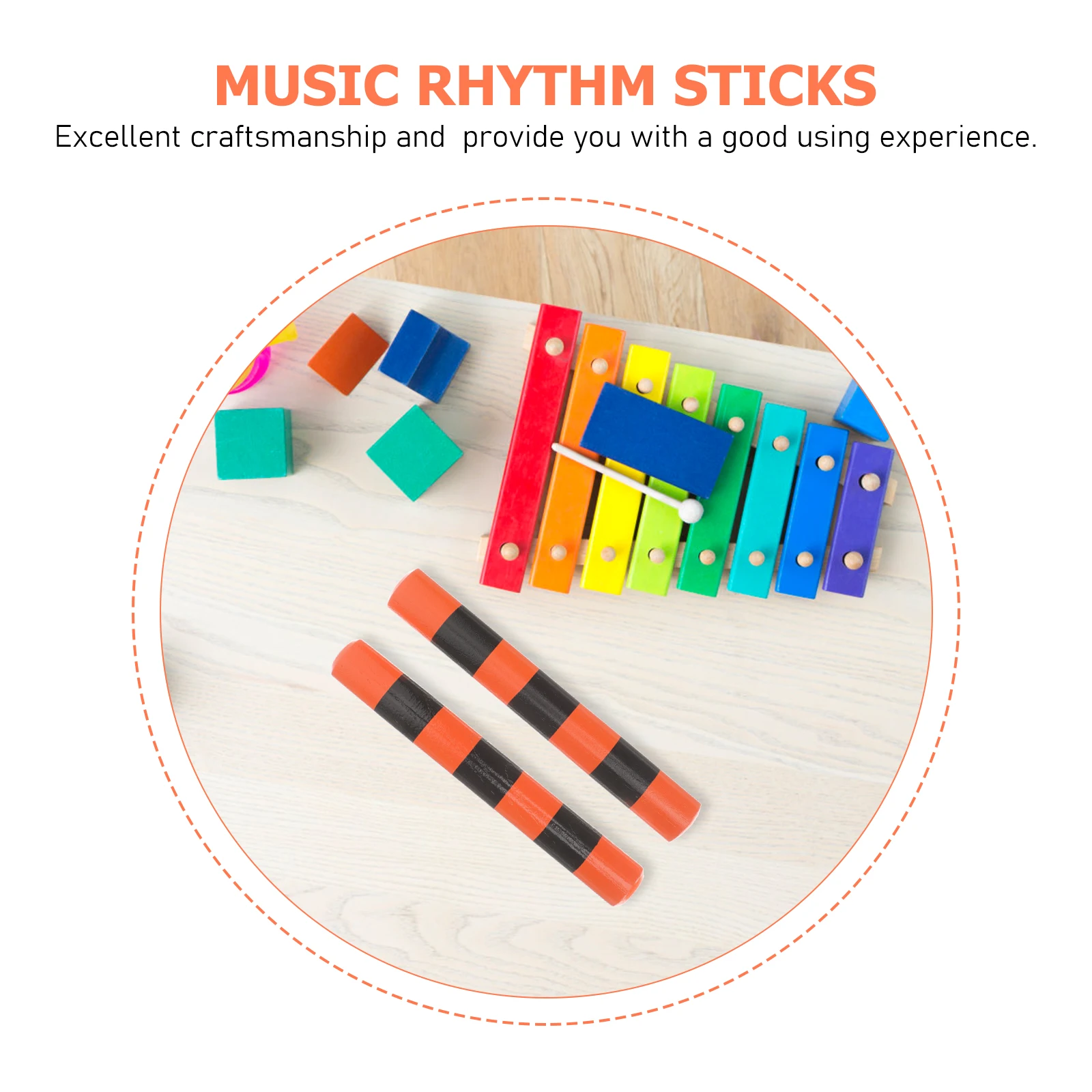 

2 Pcs Rhythm Stick Stripe Sound Claves Percussion Musical Instrument Instruments s Sticks Child