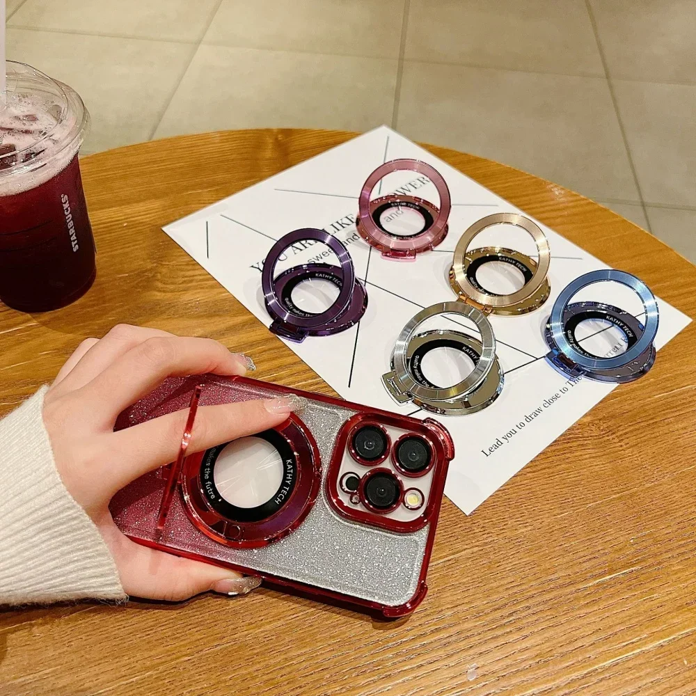 Mobile Phone Ring Magnetic Stand Holder Bracket for IPhone 16 15 13 14 Series Removable Magnet Grip Kickstand Shell Accessories