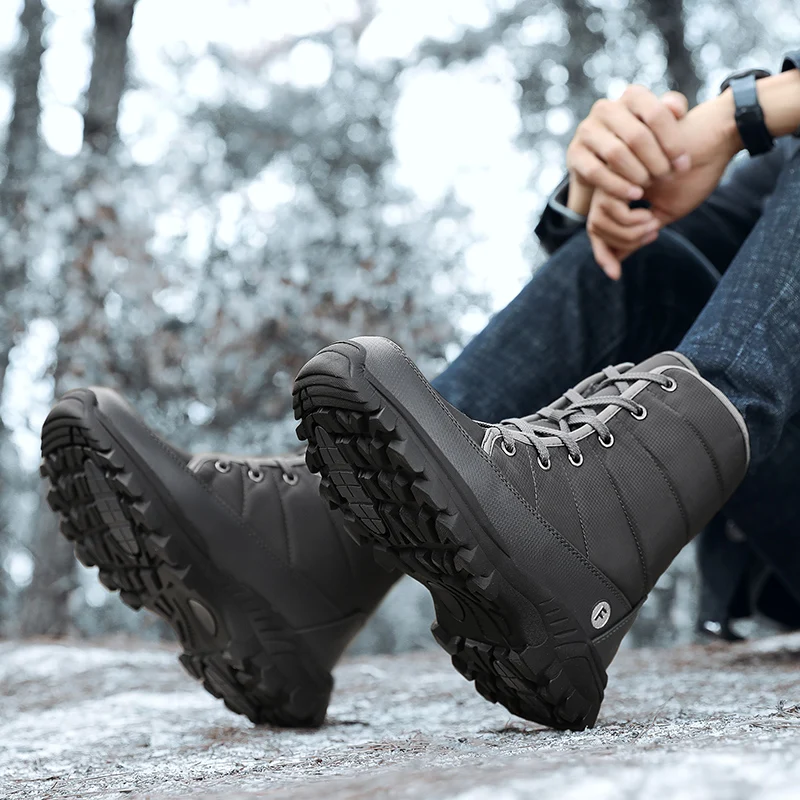 New Outdoor Men Boots Winter Snow Boots For Men Shoes Thick Plush Waterproof Slip-Resistant Keep Warm Winter Shoes Plus Size 46