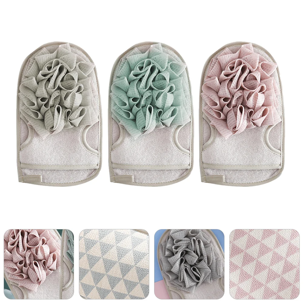 

3 Pcs Bath Towel Gloves Washcloths Double Sided Exfoliating Exfoliation Accessories Take