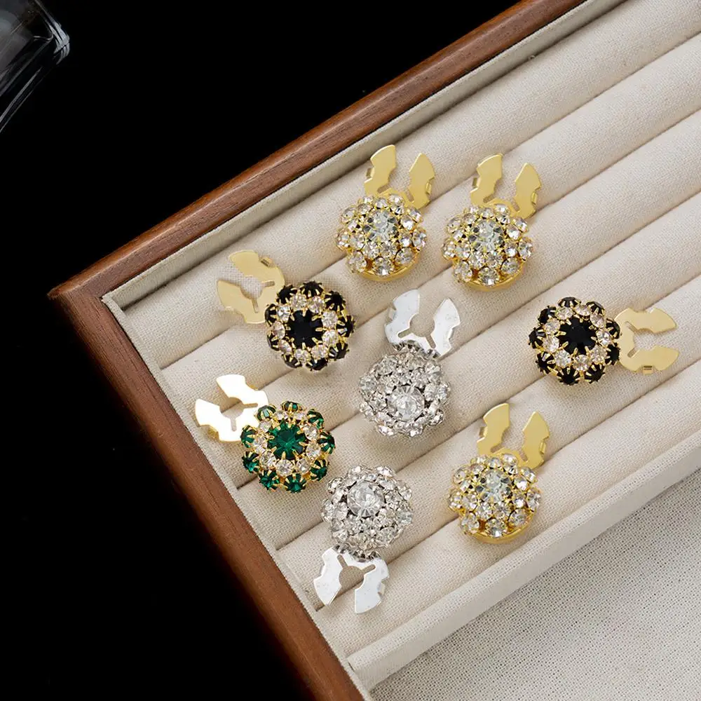 3pcs/set Rhinestone Buttons Covers Crystal Buttons Clip Button Jewelry Cufflink Decorations High Quality Sewing DIY Craft