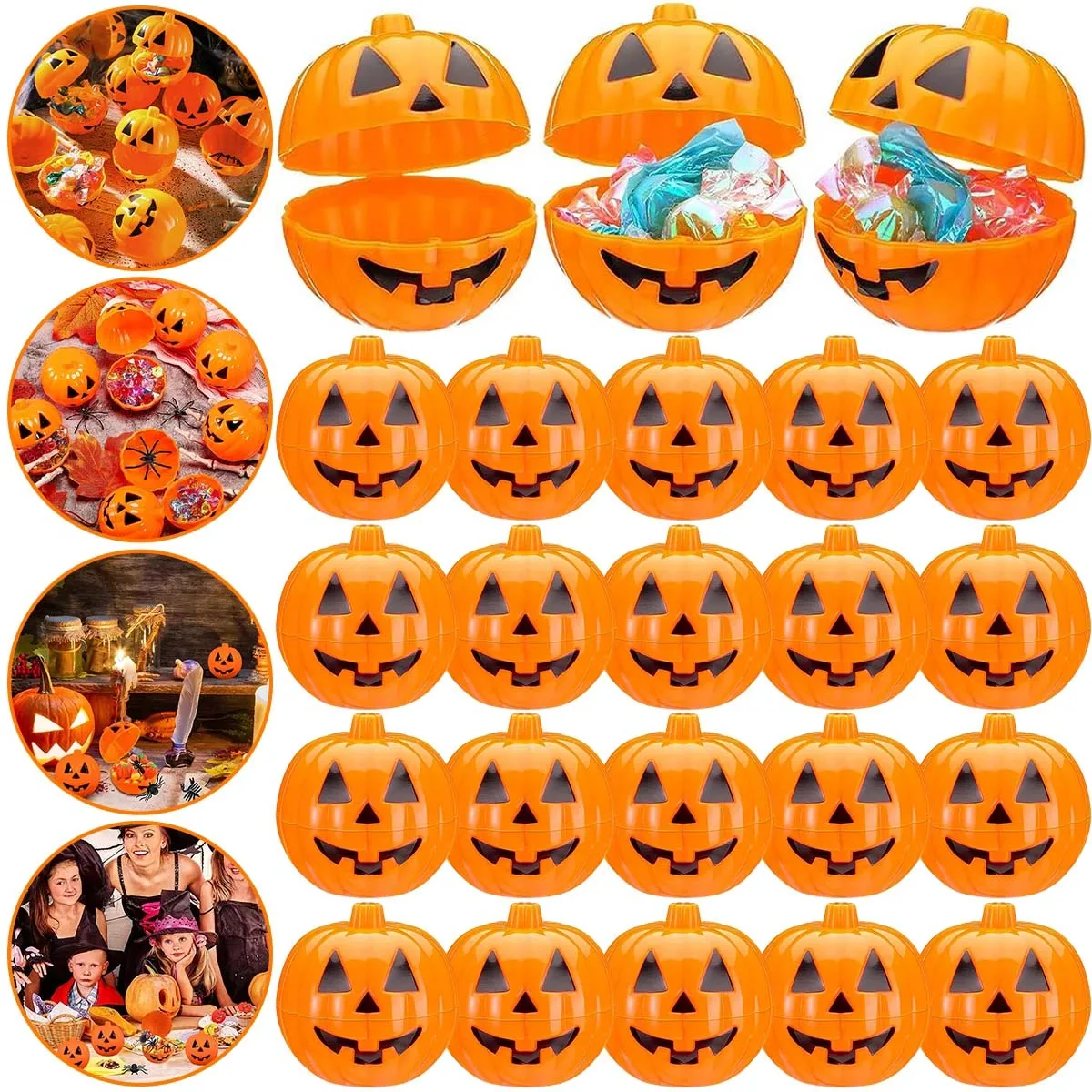 

96pcs Halloween Candy Buckets Sweet Candy Holder Portable Basket Kids Toy Trick or Treat Bucket Halloween Party Decoration Props