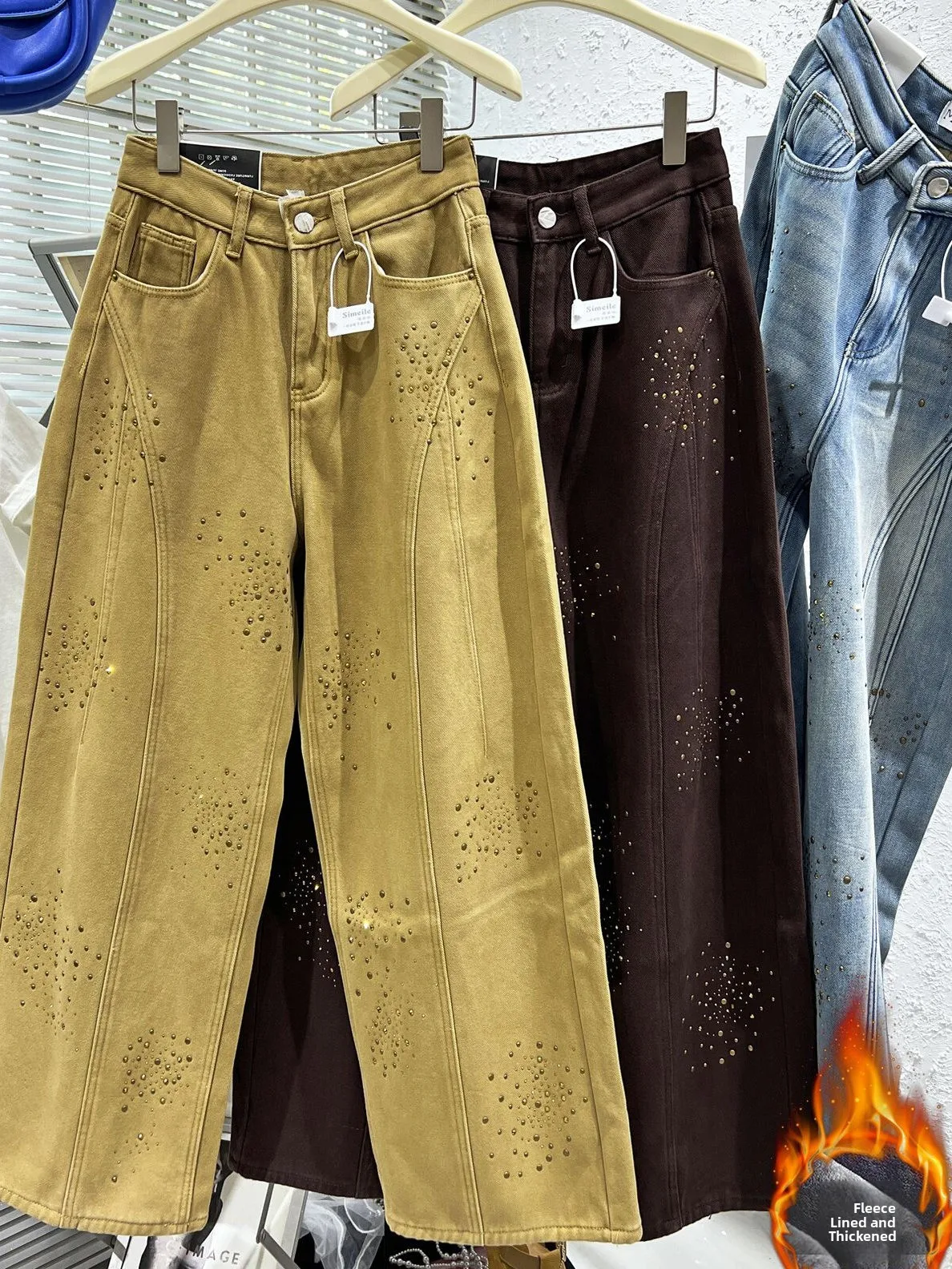 

Spring 2026 High Waist Thiened Fce Wide Leg Jeans Casual Sle Multi ket Water Waed Zipper Closure Loose Fit Denim ...