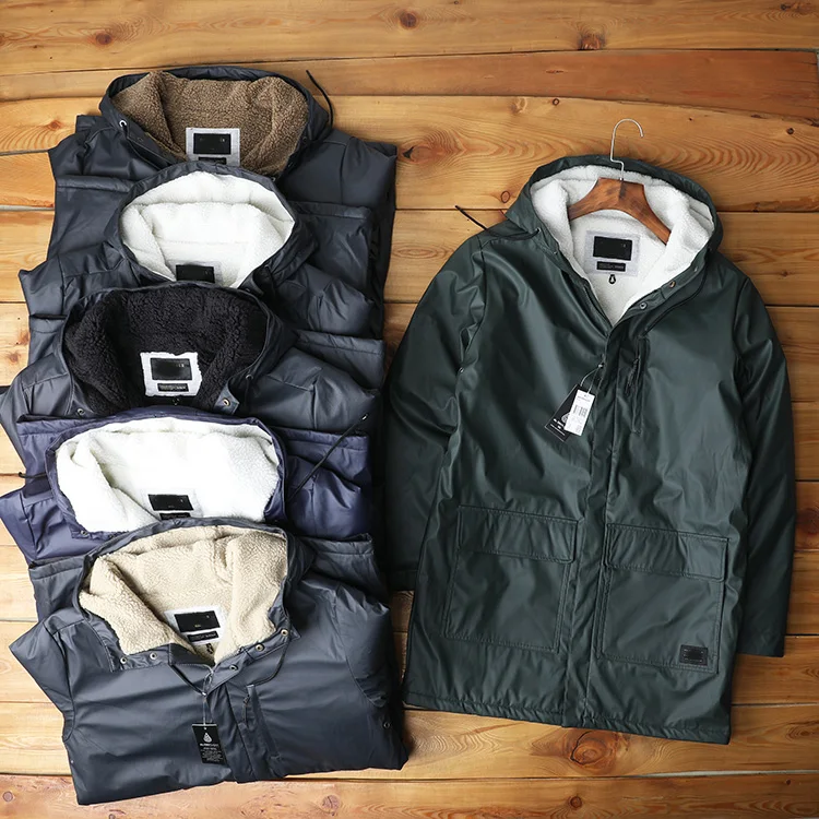 

Мужская зимняя новая модная утепленная хлопковая куртка с капюшоном, на подкладке из овечьего флиса, средней длины, водонепроницаемая, ветрозащитная, повседневная одежда