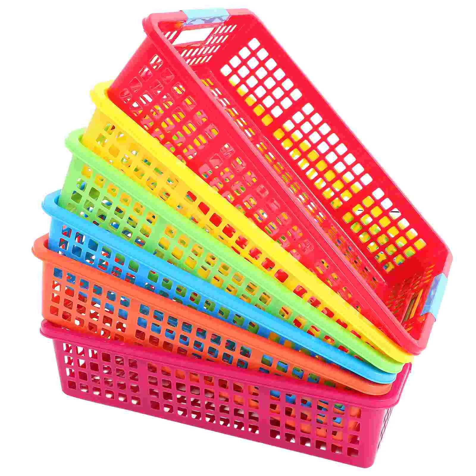 6 Pcs File Basket Storage Classroom Book Bins Turn Tray Pp Construction Paper Organizer Baskets