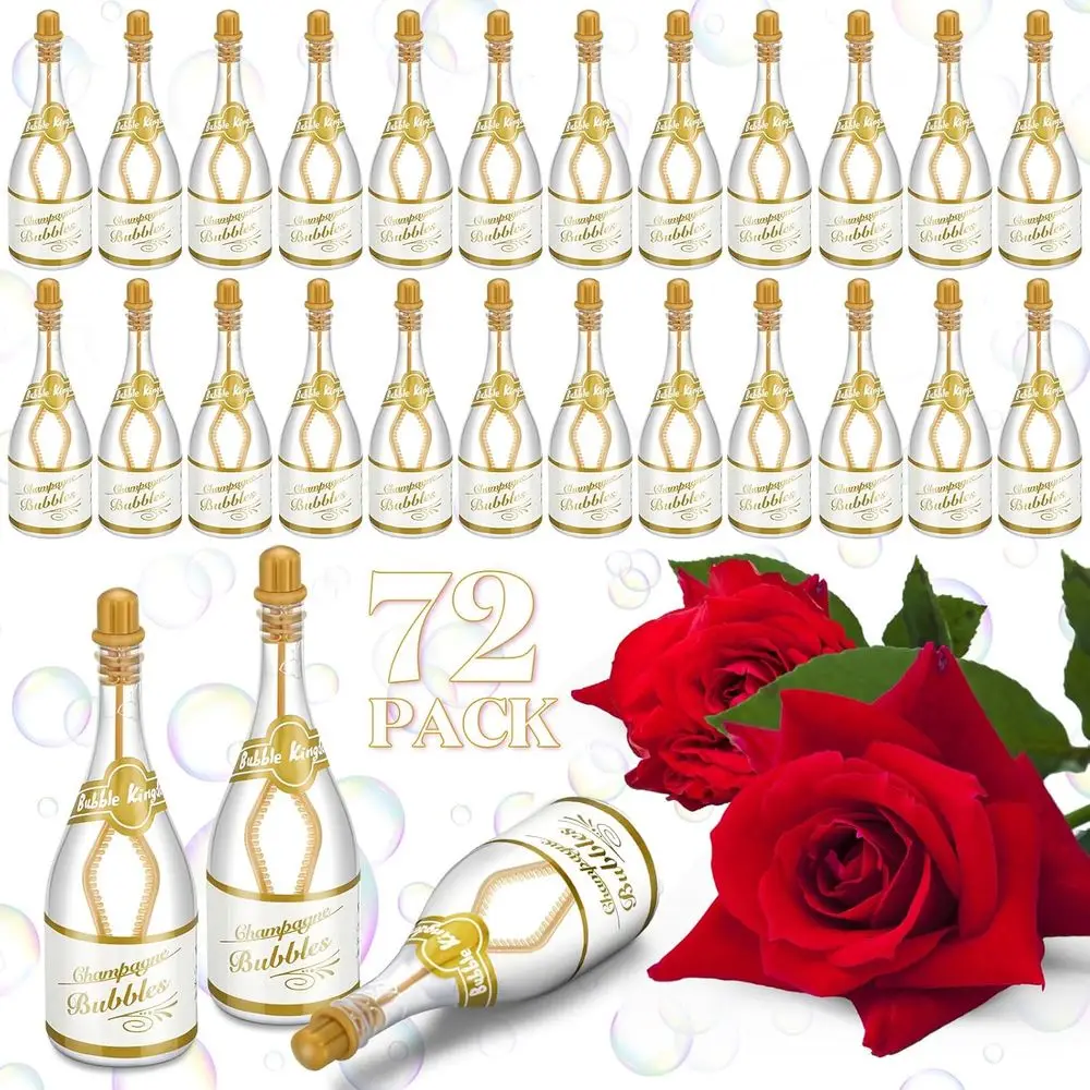 100 Burbujas para Boda, Varita de Burbujas, para Despedida de Soltera, Bolsas de Regalo para Celebración de Aniversario, Champán (72 Unidades)