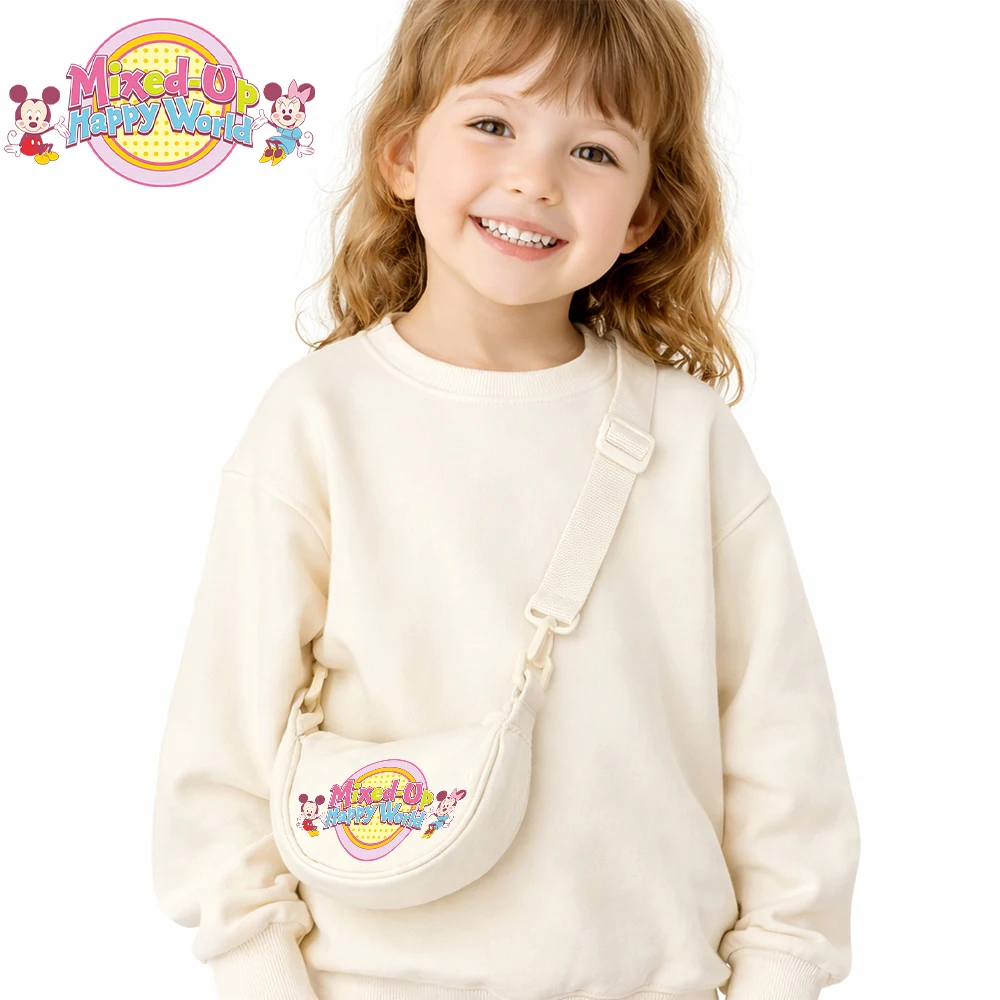 

Disney Minnie name logo cartoon kids crossbody bag canvas shoulder bag cute trendy gift for kids daily use cute trendy gift for