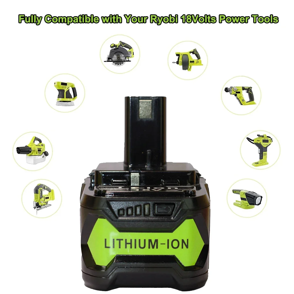 Suitable for Ryobi P108 18V 6000MAh lithium-ion battery power tool P104 P107 RB18L50 RB18L20 P108