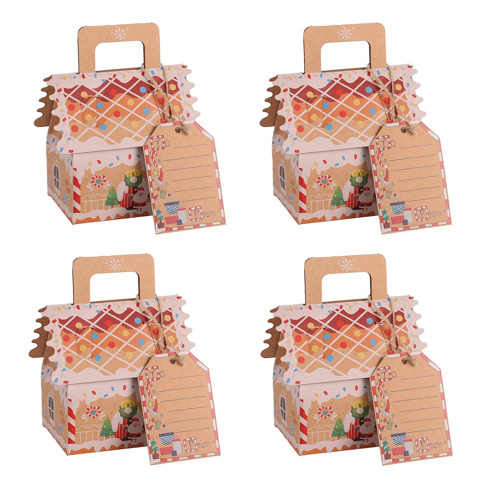 4/8 stücke Weihnachten Kraft Papier Lebkuchen Haus Form Süßigkeiten Geschenk Box Cookie Snack Verpackung Box Tasche für Weihnachten Party hause Dekorationen