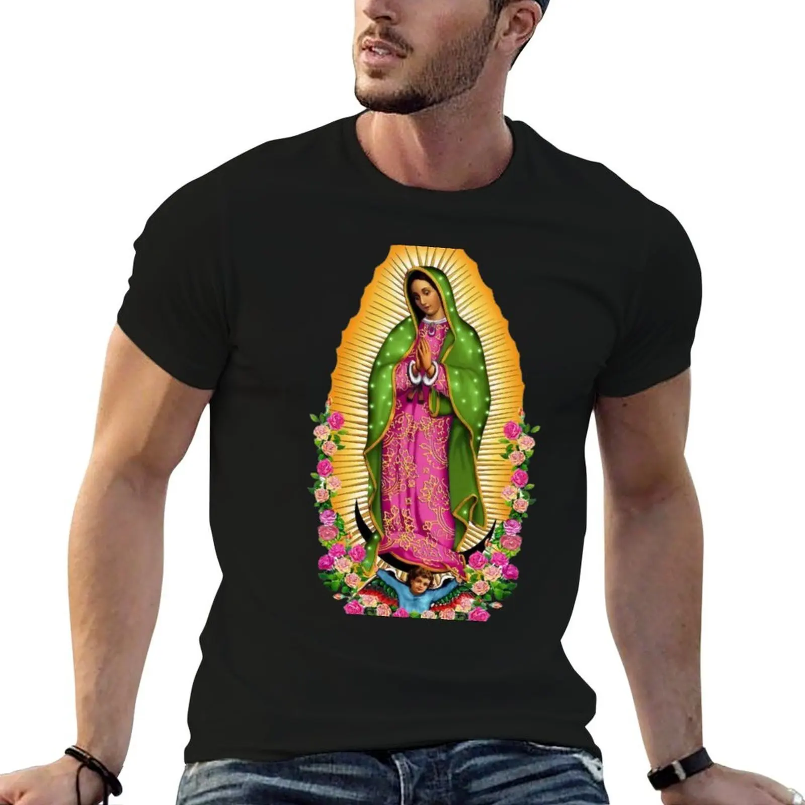 

Our Lady of Guadalupe Mexican Virgin Mary Mexico T-Shirt t shirt man casual man t shirt heavy cotton T-Shirt