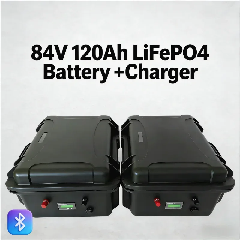 

84V 120Ah LiFePO4 Battery Pack | 100A BMS, 8000W-16000W for EV, RV, Solar Backup & Motor Home Power.