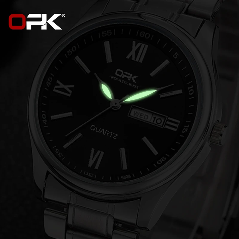 OPK 8123 Watches For Men Fashion  Quartz Wristwatch Original Waterproof Luminous Automatic Movement Dual Calendar Display Reloj