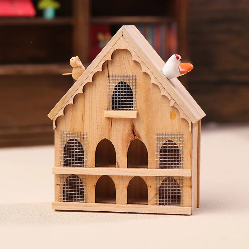 1/12 Miniaturowy domek dla ptaków do domku dla lalek, model domeka dla lalek, dekoracja do bajkowego ogrodu, akcesoria do domku dla lalek, ozdoba do mikro-scen