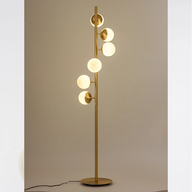 Nordic Modern Simple Glass Floor Lamp G9 Base Vertical Living Room Study Bedroom Bedside Lamp Individual Creativity Ball Design
