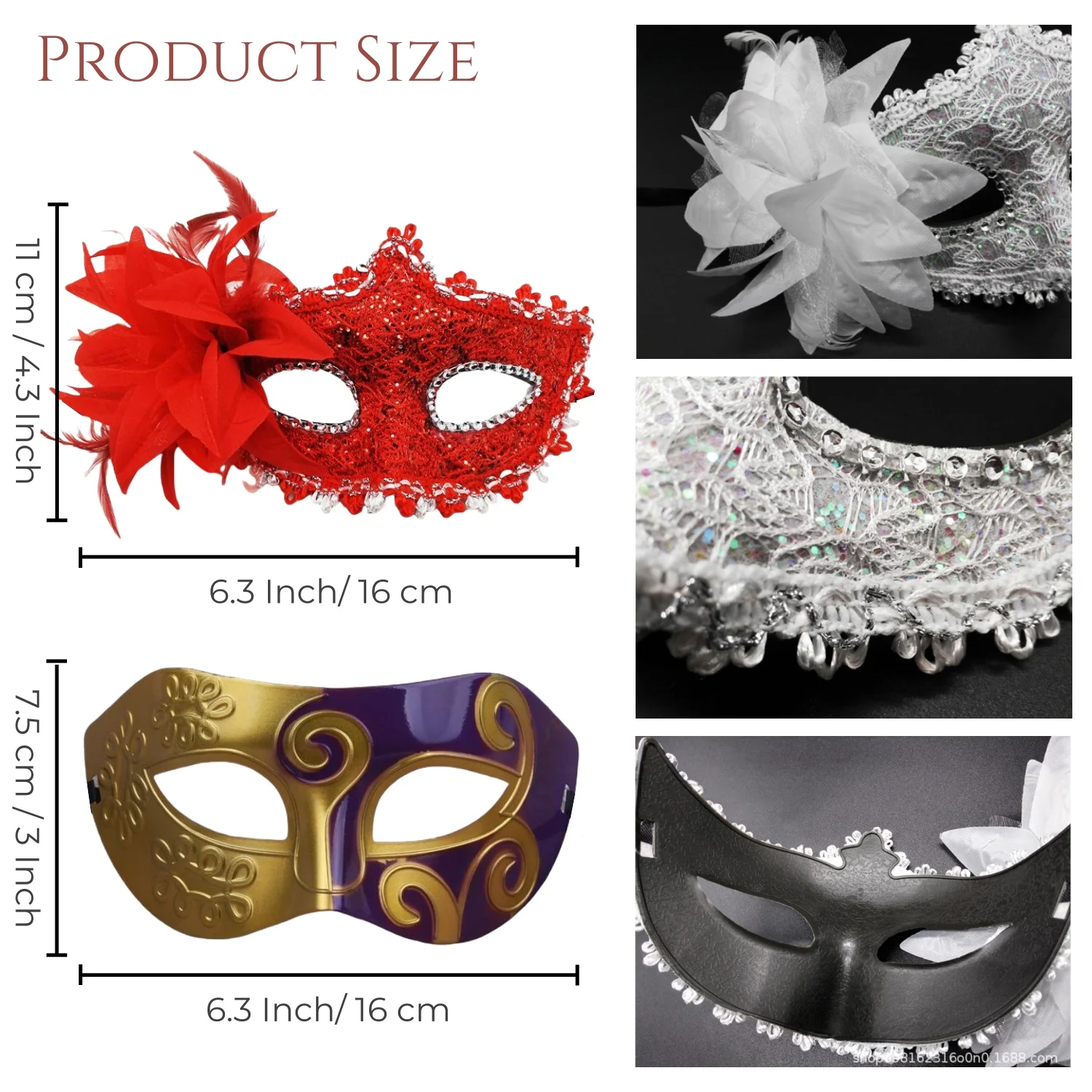 16/32Pcs Masquerade Masks Mardi Gras Carnival Mask Venetian Masks Vintage Antique Masks Unisex Half Face Party Masks 8 Colors