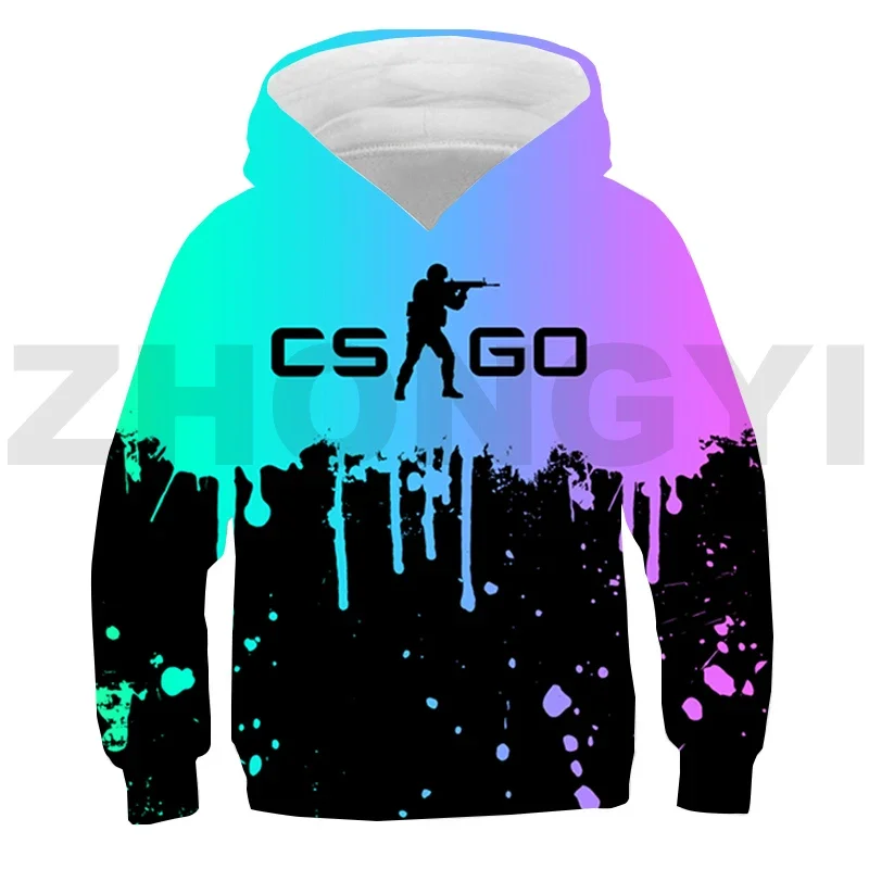 Fashion Casual Game CS GO 3D Hoodies Boys Girls CSGO Shooting War Clothing Anime Harajuku Hoodies for Men Daily Tracksuit Kids