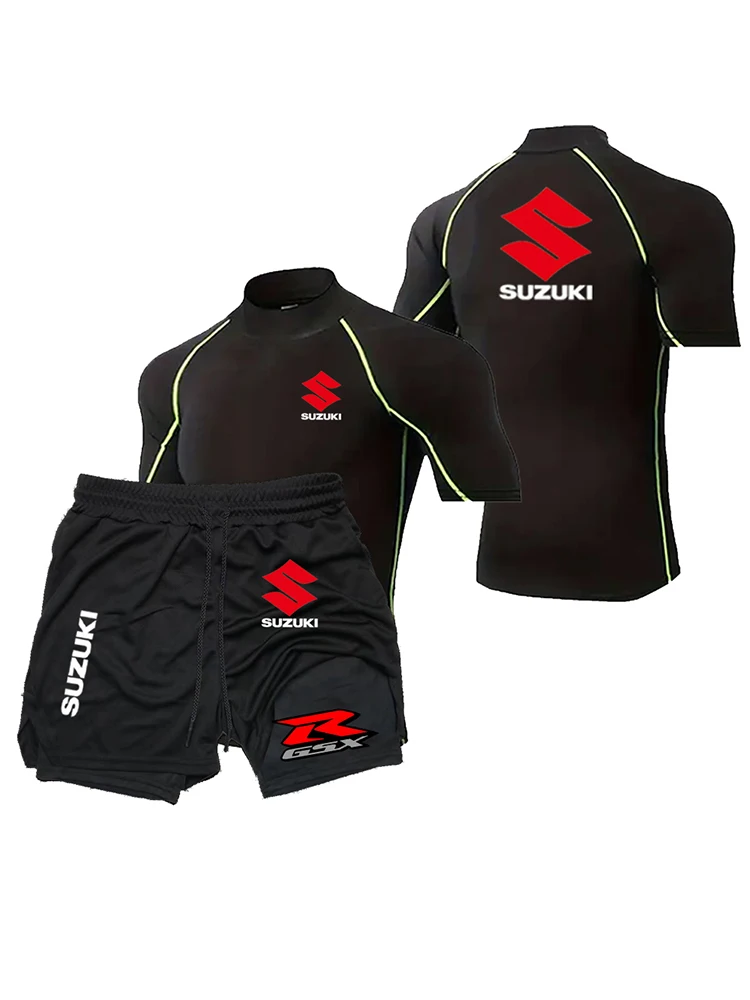 AliExpress Suzuki Logo men's tight, breathable, quick-drying cycling suit. Suitable for gym workouts, outdoor cycling, and motorcycle ridin