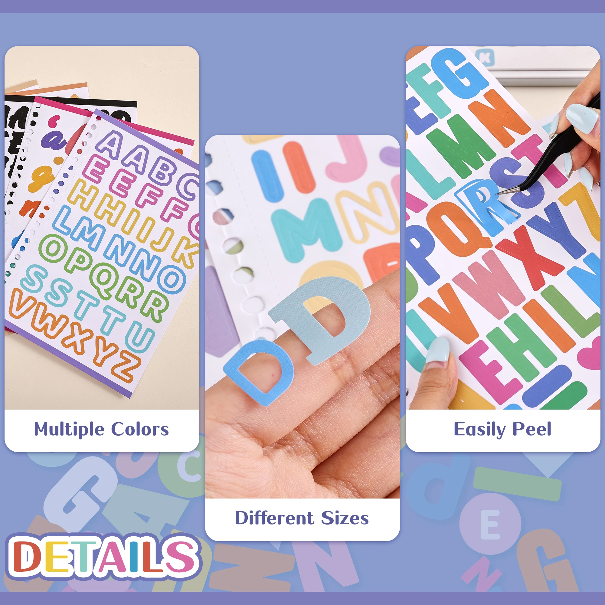 1700+ Pcs Colorful Number Alphabet Stickers, 30 Sheets Self-Adhesive Mini Letter Stickers for DIY Crafts, Cards, Notebook view 6