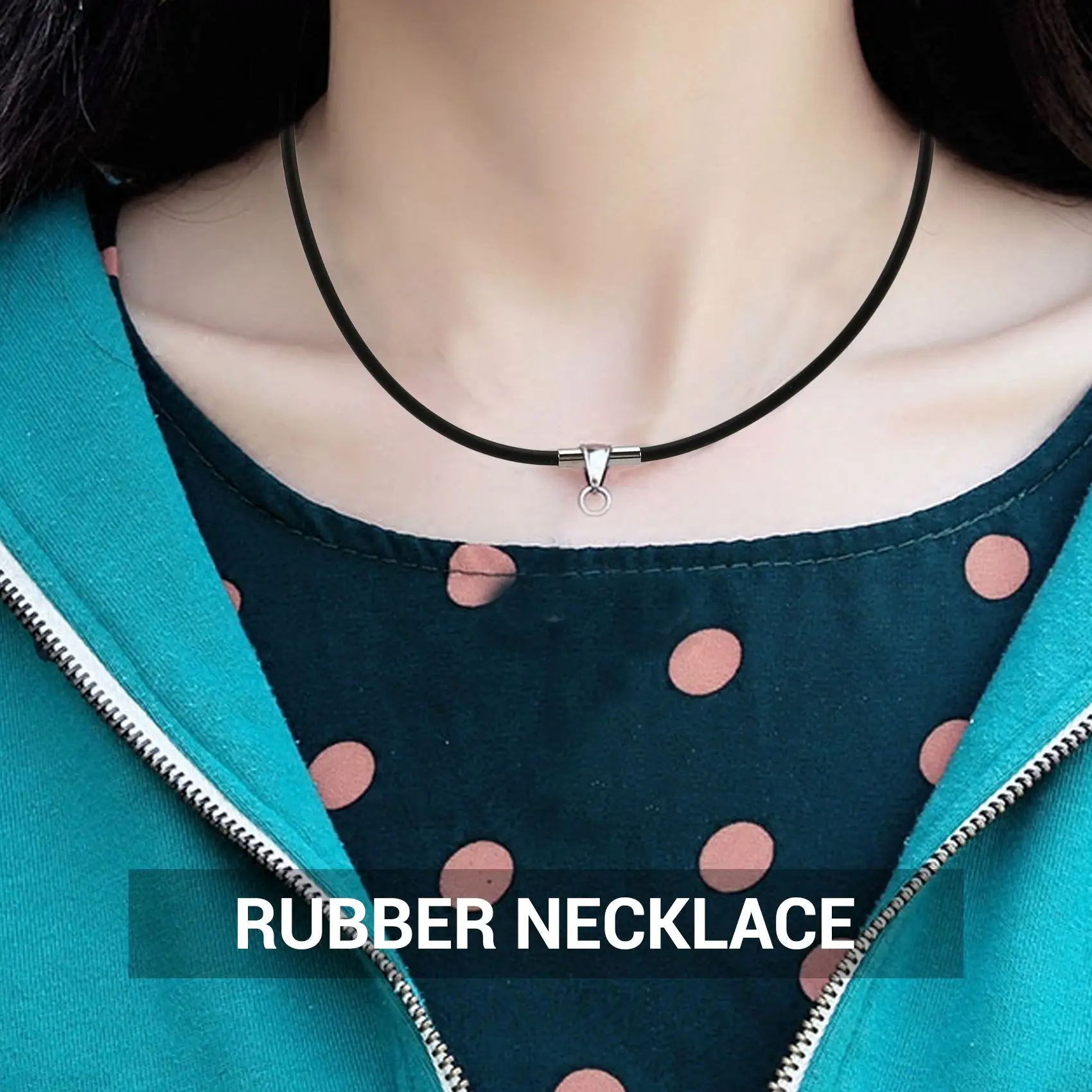 *N21R 3Mm Black Rubber Cord Necklace with Stainless Steel Closure - 18 Inch