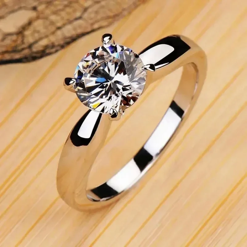 New Exquisite And Never-Fading Luxury Classic Ring Single Stone 50 Points/1 Carat/2 Carat Zirconia Open Ring For Women Jewelry