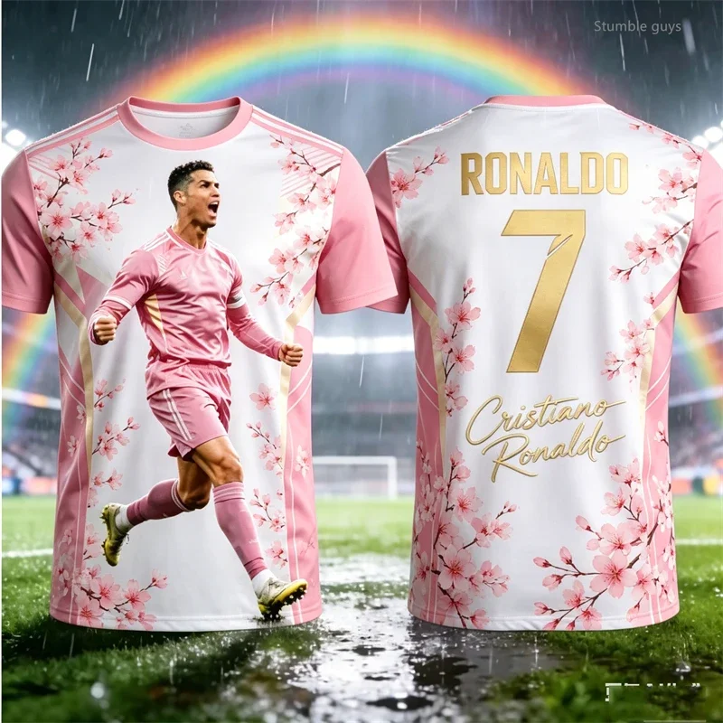 Herren Ronaldo 7 Sommer-Kurzarm-T-Shirt Fußballtrikot Lässige Kinderkleidung für Jungen Oberteile für den ganztägigen Freizeitgebrauch