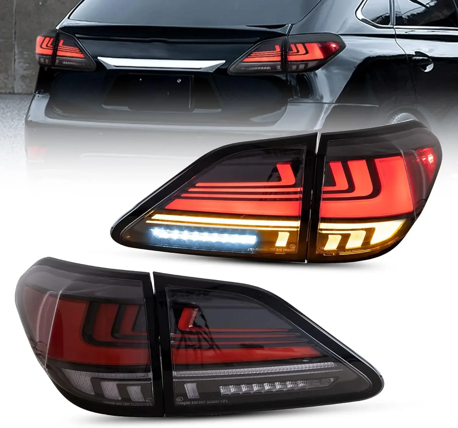 Led Tail lights Compatible with Lexus RX 2010-2015 w/Sequential w/Dynamic Animation& Breathing Lighting, Clear Lens Passen