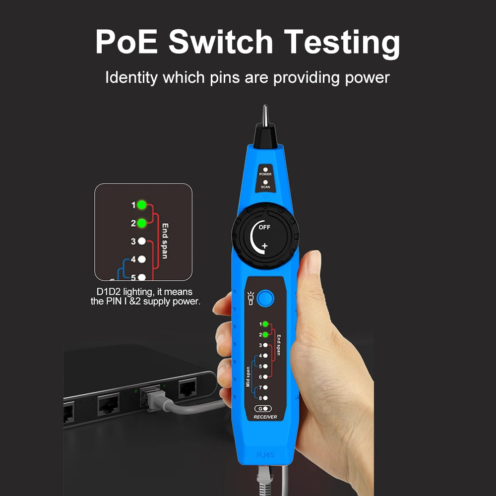 NOYAFA Tester kabli sieciowych NF-810 lokalizator przewodów RJ45 RJ11 Wire Tracer Ethernet LAN Anti-Interference Line Finder narzędzia sieciowe