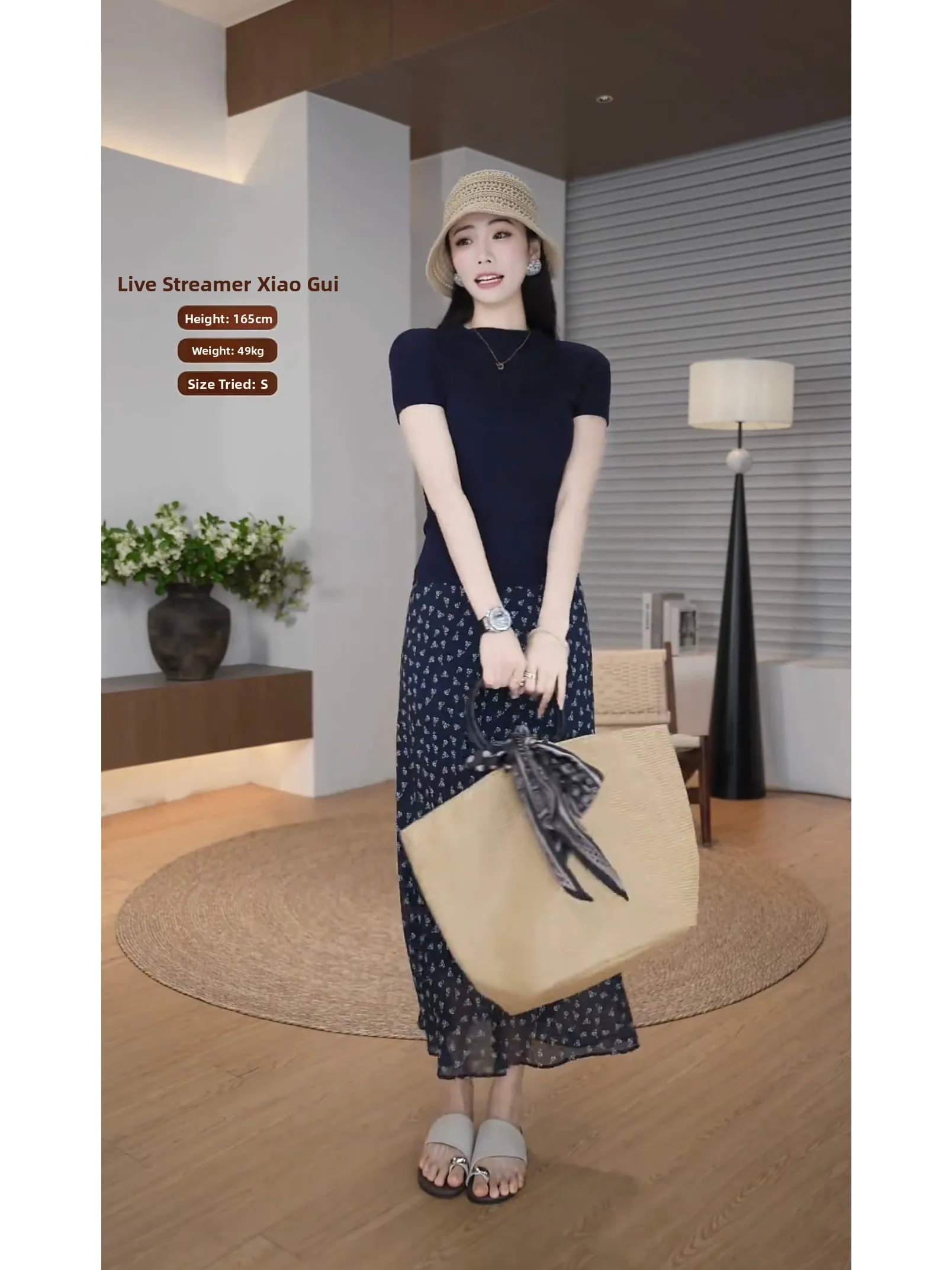 

INMMIN06 Summer High Waist Slimming Floral Long Skirt Top Set Women's Fashionable Two-Piece Suit High Waist Short Sleeve roun...