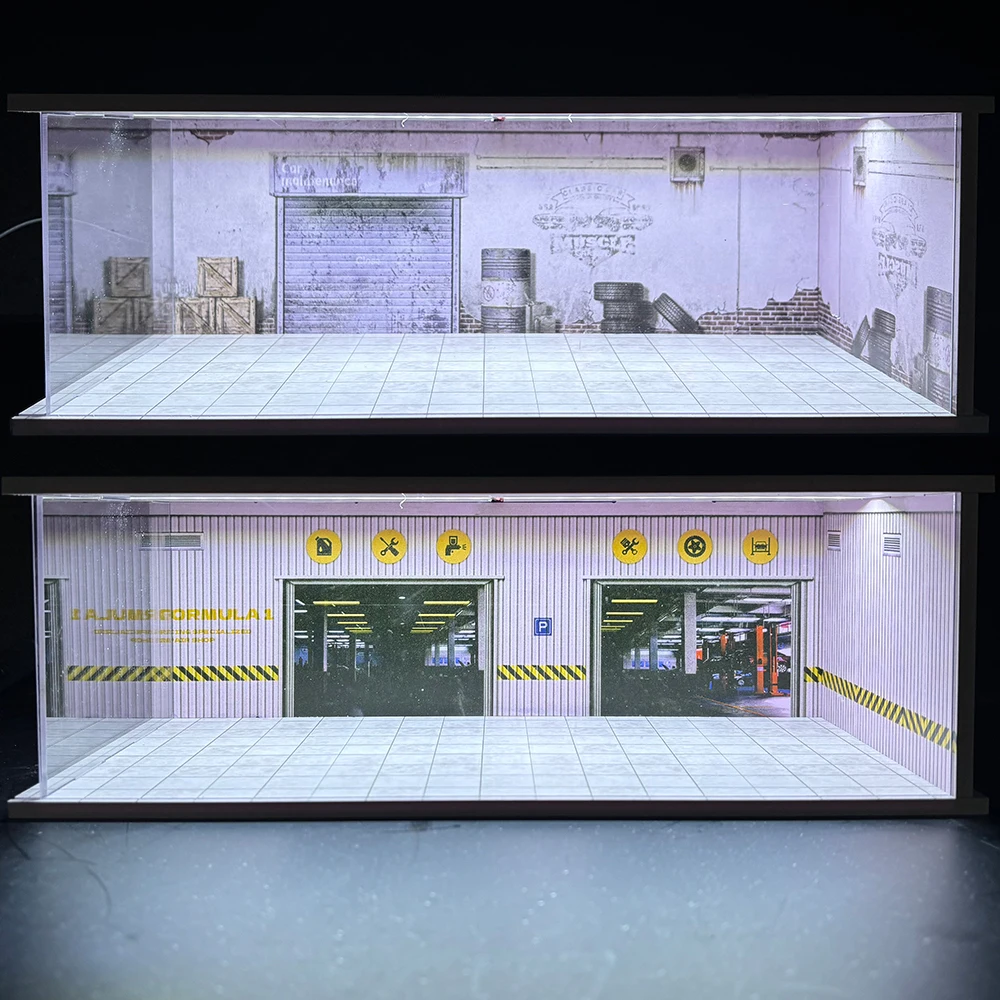 1/64 Auto-Garagen-Diorama Miniatur-Parkplatzmodelle Legierung Auto-Modellautoszenen-Aufbewahrungs- und Präsentationsbox Auto-Modell-Sammelboxen – Detail 6