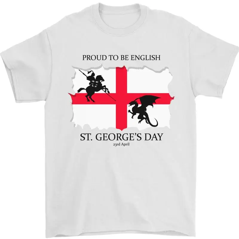 Orgulloso de ser inglés Bandera del Día de San Jorge Camiseta para hombre 100% algodón