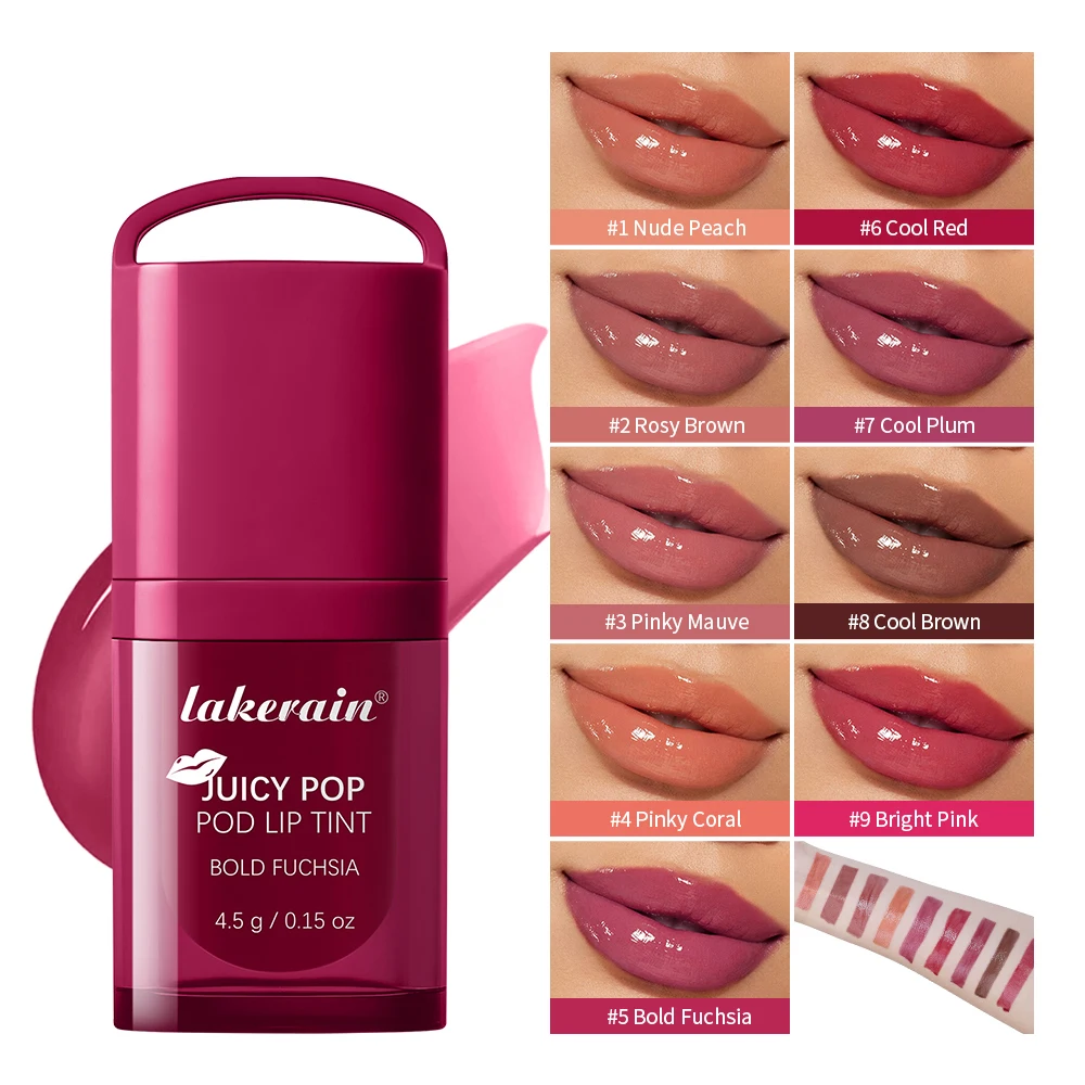 Juicy Hydrated Lip Tint 9 Colors Long Lasting Moisturizing Nourishing Lip Gloss Non-Sticky Buckle Design Lip Stain