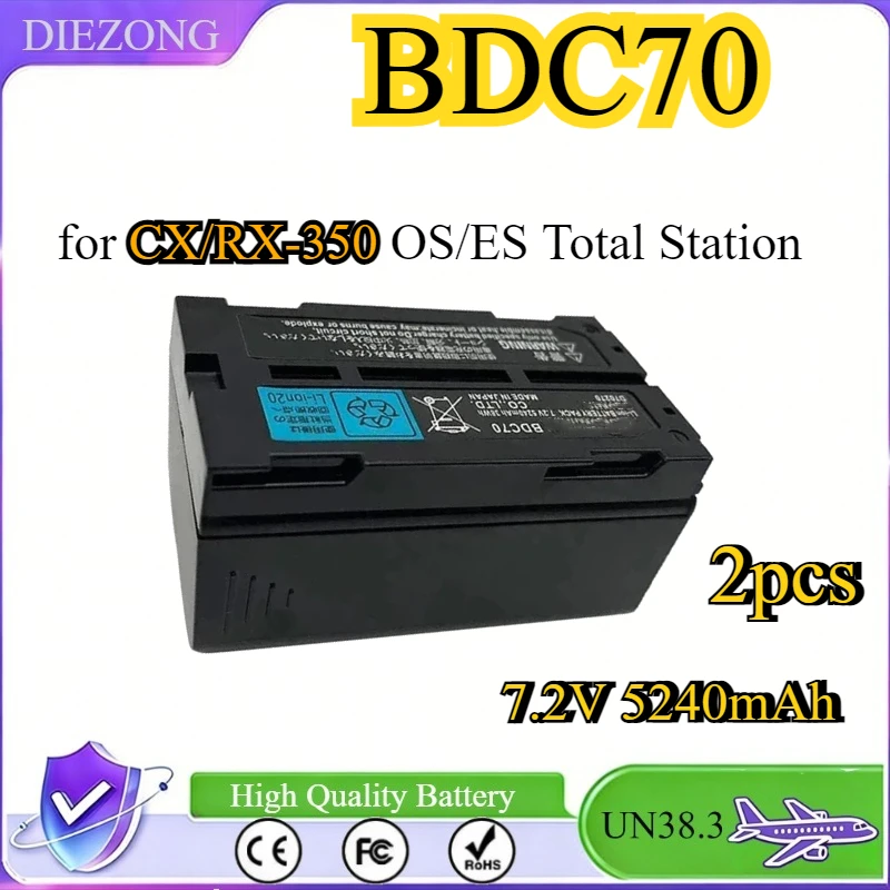 

2Pcs BDC70 Battery for CX/RX-350 OS/ES Total Station 7.2V 5240mAh Rechargeable Li-ion Battery