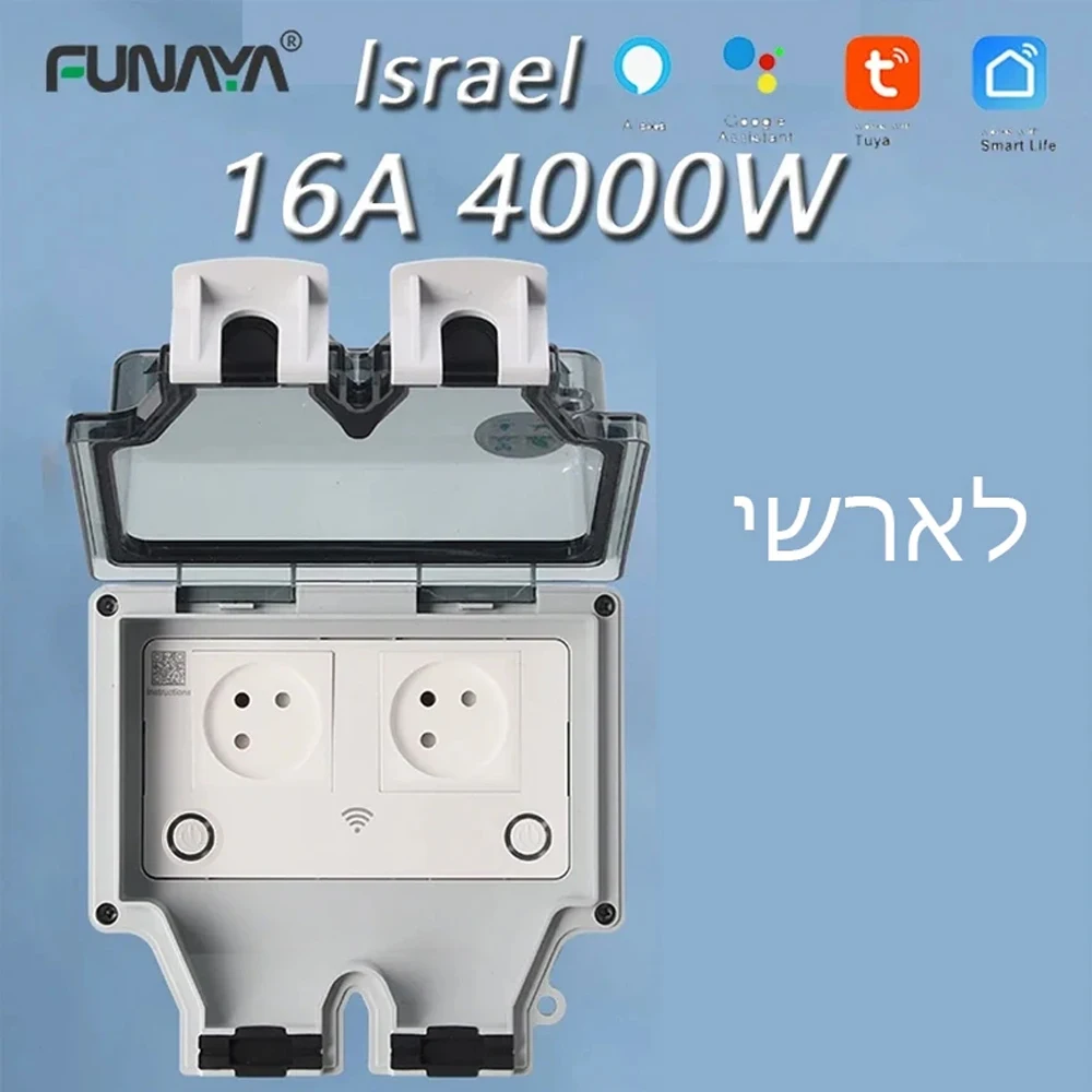 Tuya Waterdichte Elektrische Stopcontact EU FR KR IL IP66 Outdoor Socket Met Timer Wifi Smart Life Stopcontacten 220V Dual Master