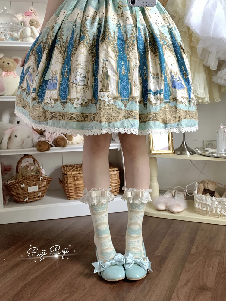 Japanese Cartoon Butterfly Gallery Lolita Lace Socks Women's Summer Breathable Pure Cotton Lolita Bow Slim Leg Socks Soft Sister