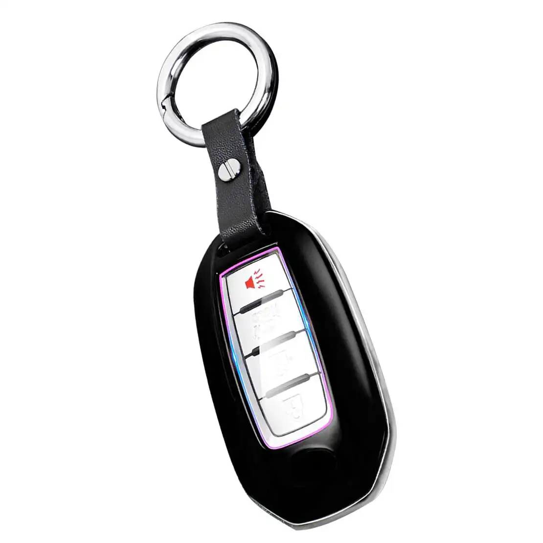 Car Key Fob Cover Case Holder with Chain Black ABS Fit for Infiniti Q50 Q60 QX50 QX55 QX60 view 3