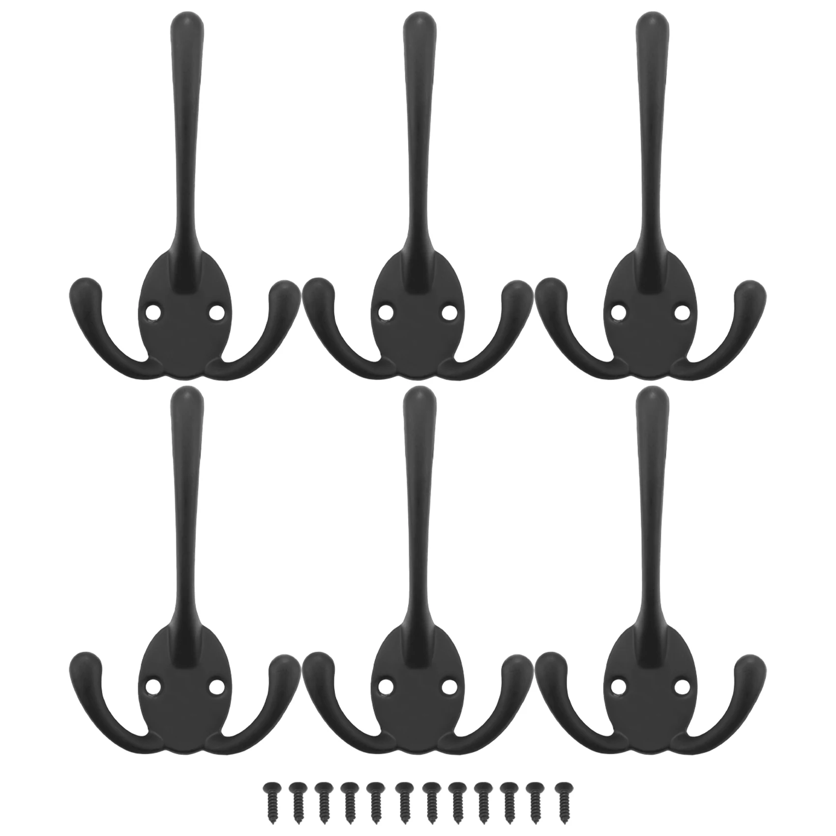 AB09-6PCS Большие сверхмощные крючки для одежды с тремя зубцами, настенные с 12 винтами, двойные универсальные крючки в стиле ретро в деревенском стиле для толстого пальто