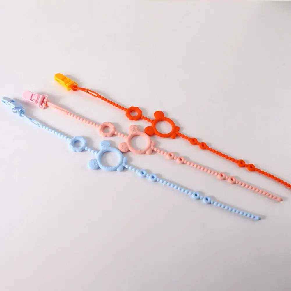 مكافحة الإفلات سلسلة هوة حامل كليب الحلمة ملحق لون نقي الطفل هوة سلسلة الكرتون الدب سيليكون