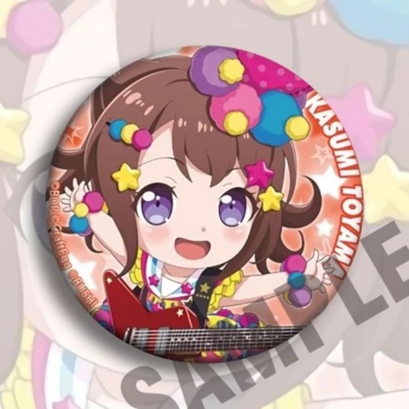 

Anime 68mm BanG Toyama Kasumi Saya Yamabuki rimiri Cosplay Badge Pin SPTE Tinplate Brooch Accessories Prop