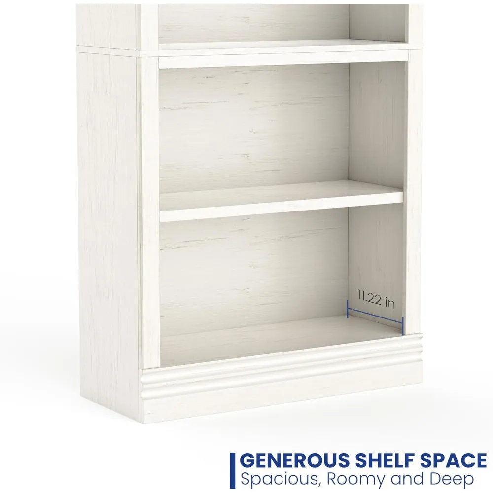 Large Cream White 72" Tall 5-Shelf Open Storage Bookcase