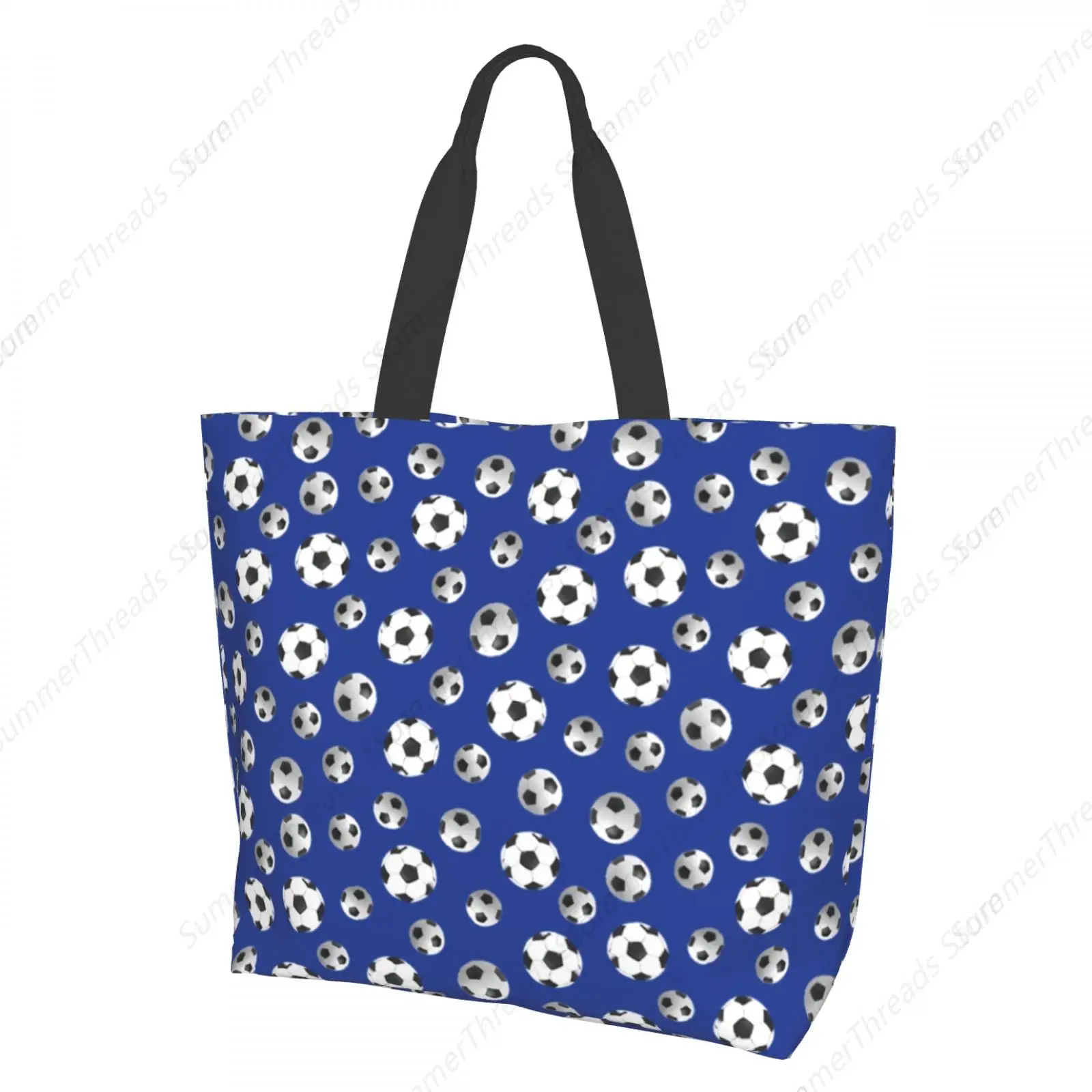 

Soccer Ball Print Tote Bag for Women Large Print Bags Portable Beach Bag Reusable Grocery Bags Waterproof