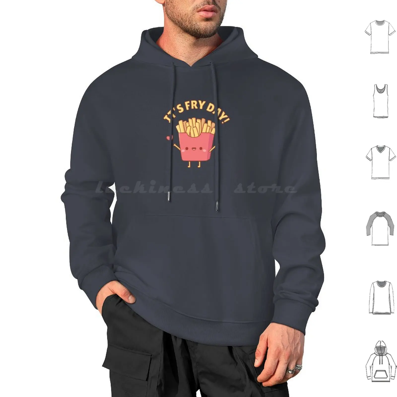 Cute French Fries Its Fry Day Pun Doodle Hoodie cotton Long Sleeve Fast Food Funny Fries French Fries Humor Amusing